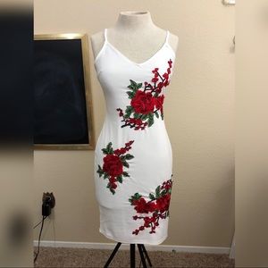 ASOS “Parisian petite” embroidered rose dress